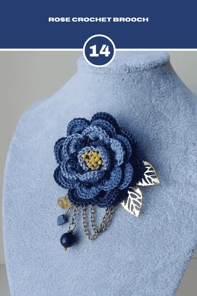 Rose Crochet Brooch