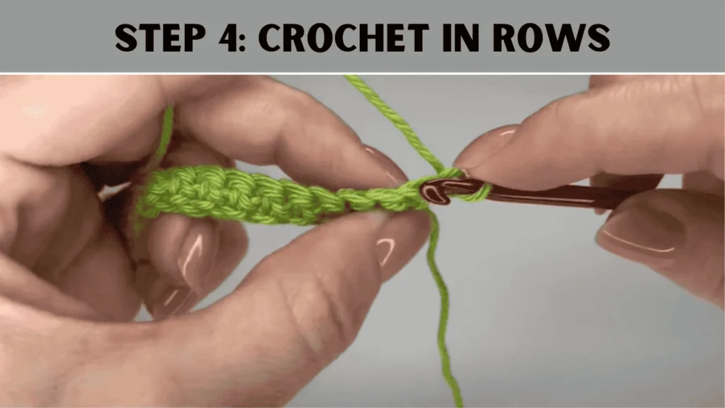 To crochet a purse, Once you have your chain, start making rows. Make a single crochet in the second chain from your hook. 