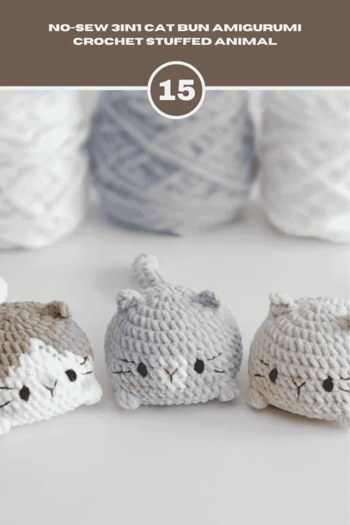 No-sew 3in1 Cat Bun Amigurumi Crochet Stuffed Animal