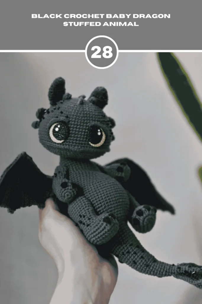 Black Baby Dragon Crochet Stuffed Animal