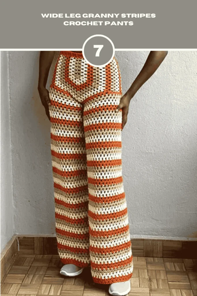 Wide Leg Granny Stripes Crochet Pants