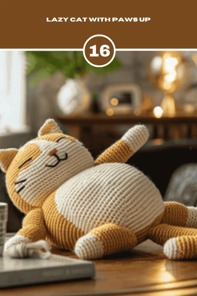 Lazy Cat with Paws Up