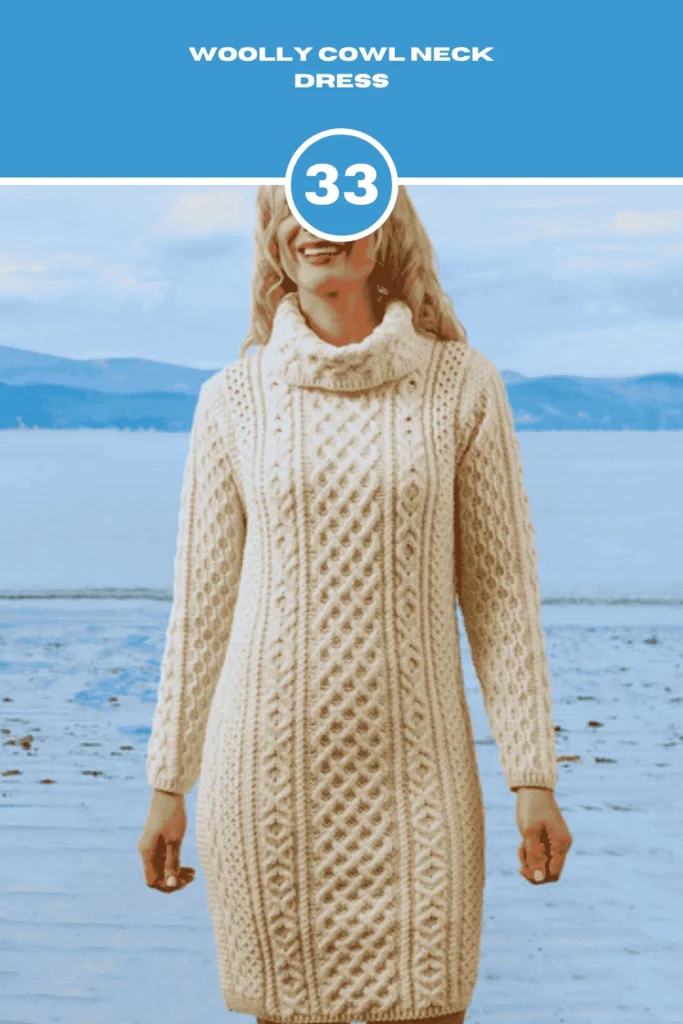 Woolly Cowl Neck Knit Dress Pattern