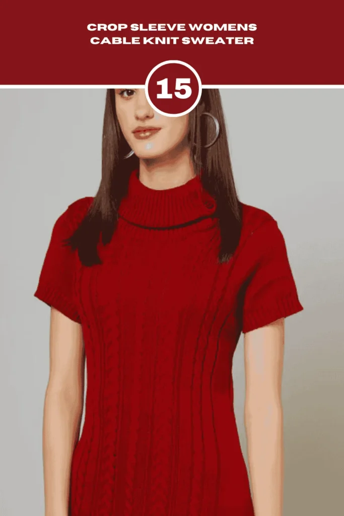 Crop Sleeve Womens Cable Knit Sweater