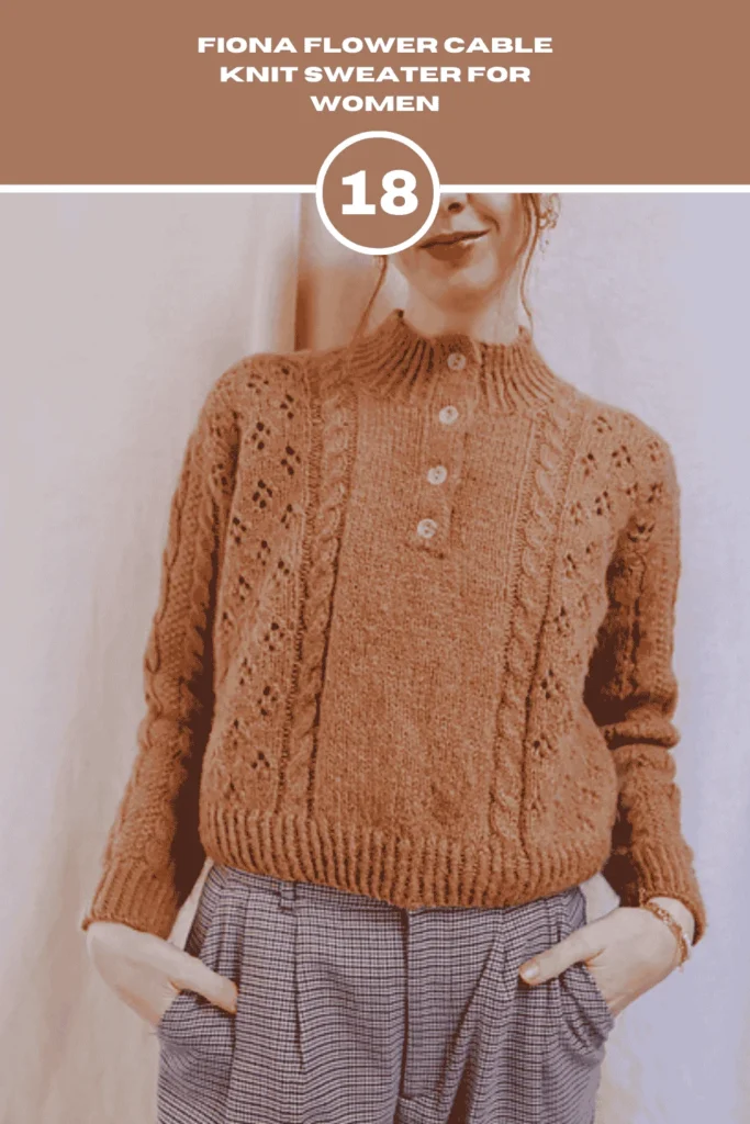 Fiona Flower Cable Knit Sweater For Women