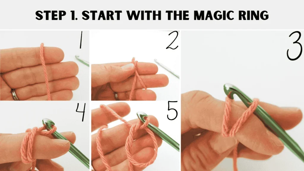To crochet a teddy bear, the first step is to  Start with the Magic Ring