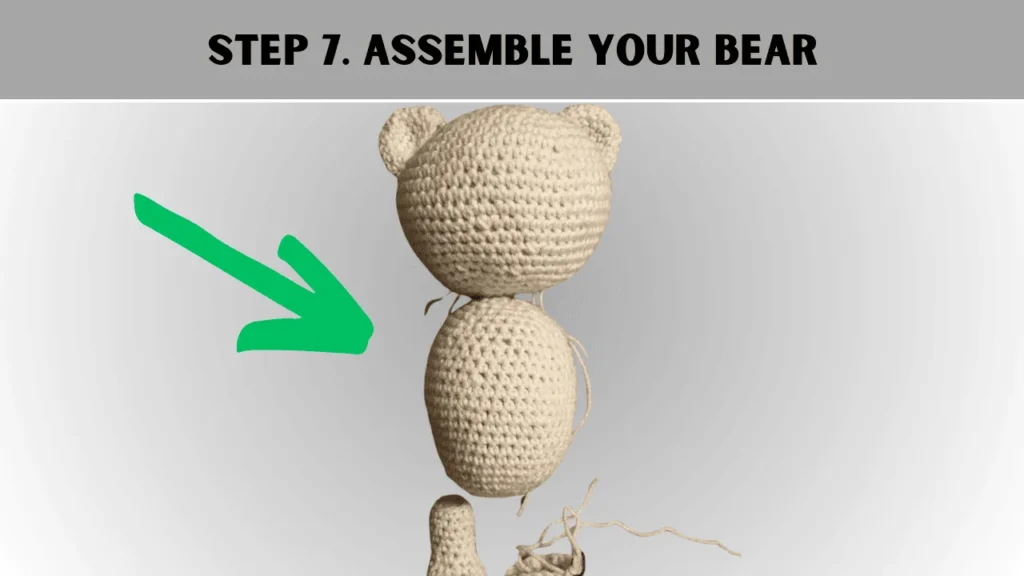 To crochet a teddy bear, the 7th step is to Assemble your Bear
