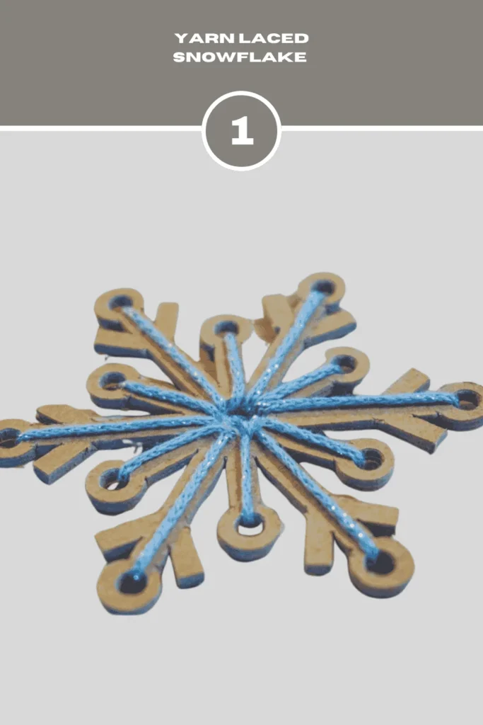 Yarn Laced Snowflake -Winter Crafts Ideas For Kids
