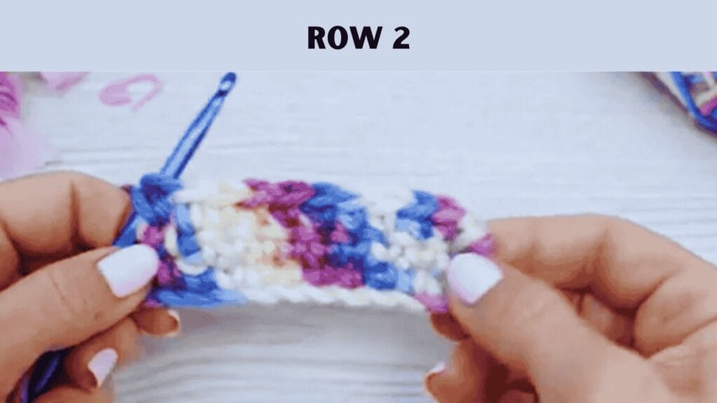 How to Crochet a Triangle in Stitch? The 4th step is to Make the Row 2