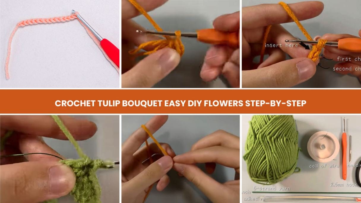 Crochet Tulip Bouquet Easy DIY Flowers Step-by-Step